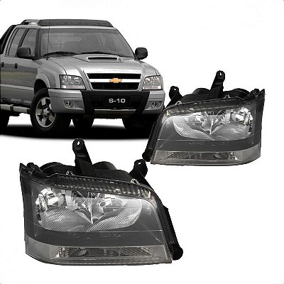 Farol s10 e blazer chevrolet de 2001 a 2011 lado esquerdo cinza