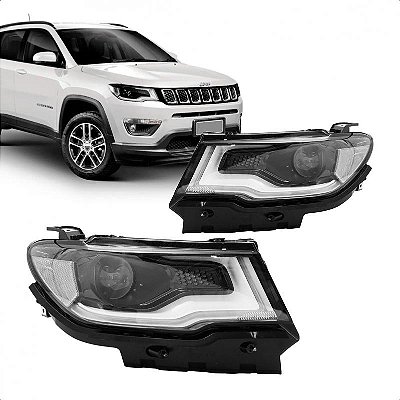 Farol compass jeep de 2017 a 2021 lado esquerdo elétrico com motor sem entrada para xenon com LED