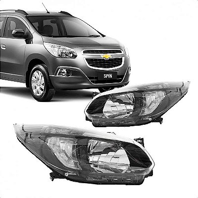 Farol spin chevrolet de 2012 a 2018 lado esquerdo com máscara negra manual