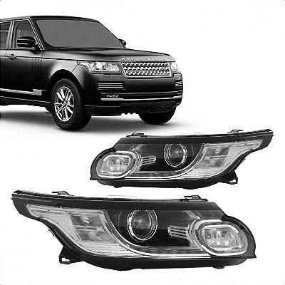 Farol range rover sport land rover de 2014 a 2018 lado direito black piano com LED D3S