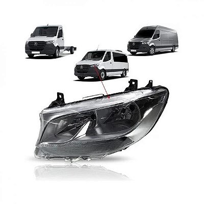 Farol sprinter mercedes benz de 2020 a 2025 lado direito elétrico
