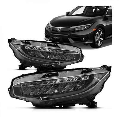 Farol civic honda de 2017 a 2021 lado esquerdo touring manual com LED