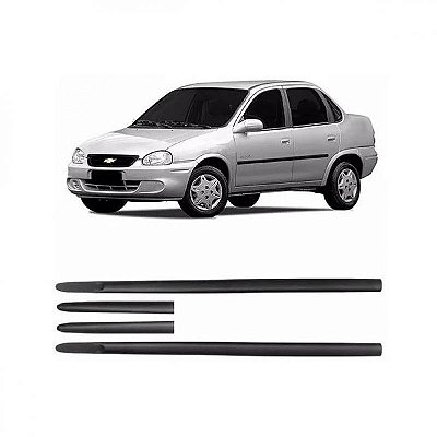 Friso lateral corsa chevrolet de 2000 a 2002 preto largo quatro portas quatro peças
