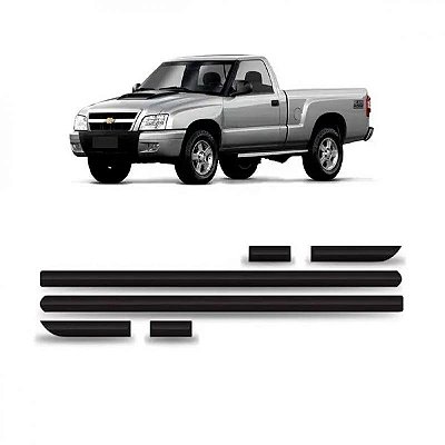 Friso lateral s10 chevrolet de 2001 a 2011 preto cabine simples seis peças
