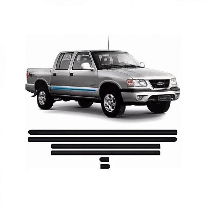 Friso lateral s10 chevrolet de 2001 a 2011 preto cabine dupla seis peças