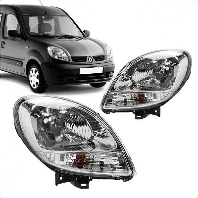 Farol kangoo renault de 2008 a 2018 lado esquerdo cristal