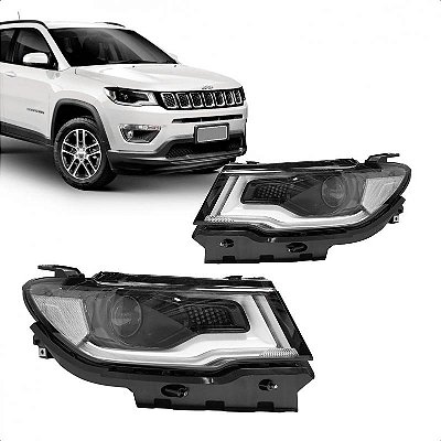 Farol compass jeep de 2017 a 2021 lado esquerdo elétrico com motor com xenon e com LED