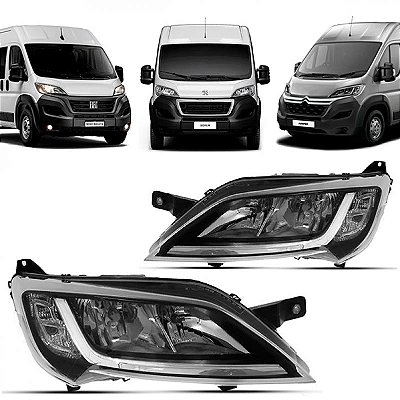 Farol jumper citroën e boxer peugeot de 2018 a 2025 e ducato fiat de 2023 a 2025 lado esquerdo com LED