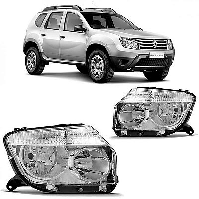 Farol duster renault de 2010 a 2015 lado esquerdo cromado