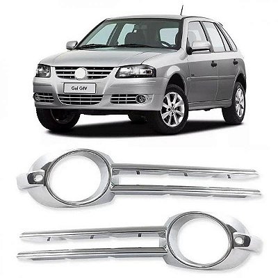 Moldura inferior para choque de farol auxiliar gol volkswagen de 2006 a 2008 cromado par geração quatro