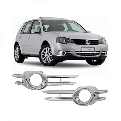 Moldura inferior para choque de farol auxiliar golf volkswagen de 2007 a 2012 cromado par