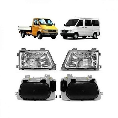 Farol sprinter mercedes benz de 1995 a 2002 lado esquerdo com auxiliar