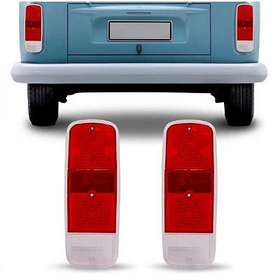 Lente kombi volkswagen de 1975 a 2014 traseira borda vermelha duas peças