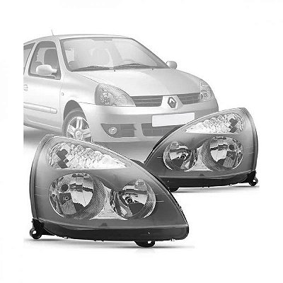 Farol clio renault de 2006 a 2011 lado direito cinza elétrico sem motor sem regulador
