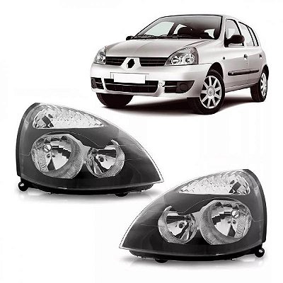 Farol clio renault de 2003 a 2005 lado esquerdo preto elétrico sem motor sem regulador