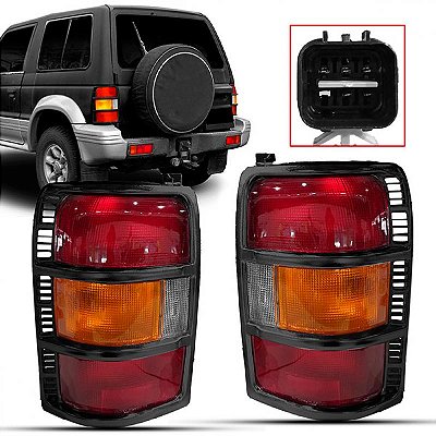Lanterna pajero mitsubishi de 1992 a 1997 lado direito traseira tricolor com aro preto e soquete quadrado de cinco pinos