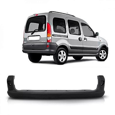 Para choque kangoo renault de 1998 a 2018 traseiro preto sem refletor