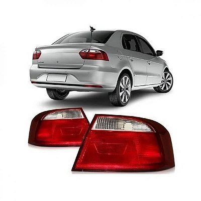 Lanterna voyage volkswagen de 2013 a 2023 traseira lado esquerdo bicolor borda cromada valeo