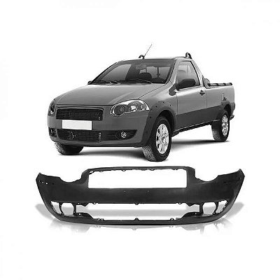 Para choque strada fiat de 2009 a 2013 dianteiro preto liso trekking com furo motor