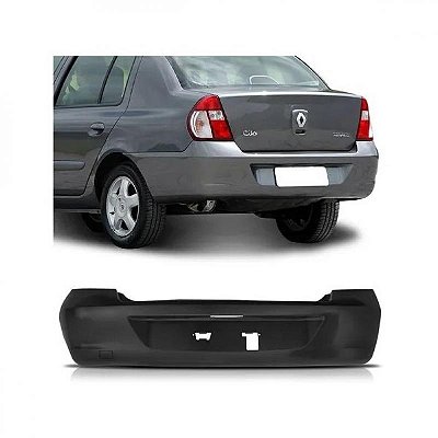 Para choque clio renault de 2006 a 2011 traseiro preto liso sedã