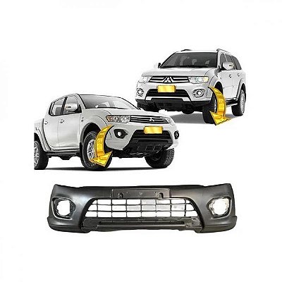Para choque triton mitsubishi de 2015 a 2016 dianteiro com furo para moldura com furo para auxiliar sem esguicho