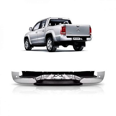 Para choque amarok volkswagen de 2010 a 2024 traseiro cromado com furo para sensor