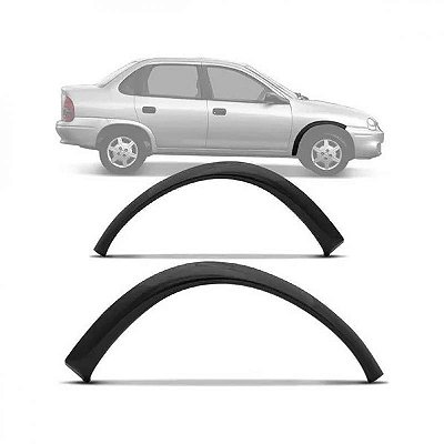 Moldura do vão de roda corsa chevrolet de 1994 a 2009 lado esquerdo dianteiro preto sem pisca texturizado hatch e sedã