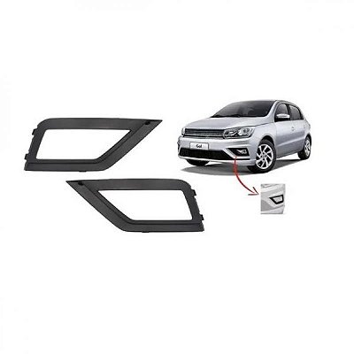 Grade lateral do para choque gol saveiro voyage volkswagen de 2018 a 2023 dianteiro lado esquerdo com acabamento texturizado e furo para sensor oitava geração
