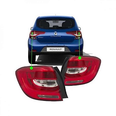 Lanterna sandero renault de 2020 a 2024 traseira lado direito vermelha e cristal com LED