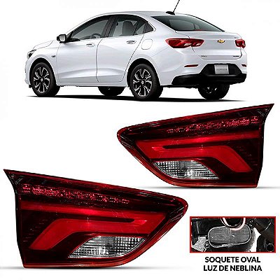 Lanterna onix chevrolet de 2020 traseira do porta malas lado esquerdo sedã com LED com furo para luz de neblina