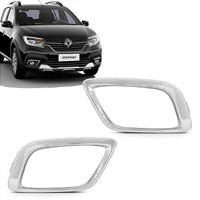 Moldura inferior do para choque para grade lateral sandero e logan renault de 2020 a 2024 cromada par