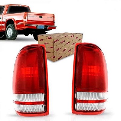 Lanterna dakota dodge de 1997 a 2005 traseira lado esquerdo vermelha e branca para duas lâmpadas