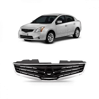 Grade do radiador sentra nissan de 2010 a 2013 preta com moldura cromada