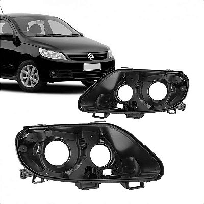 Carcaça de farol gol volkswagen de 2009 a 2012 lado esquerdo amarela foco duplo geração cinco