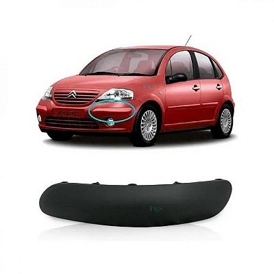 Moldura inferior do para choque c3 citroën de 2003 a 2008 dianteira lado esquerdo preto texturizado