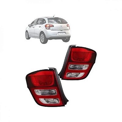 Lanterna c3 citroën de 2013 a 2020 traseira lado esquerdo bicolor hatchback