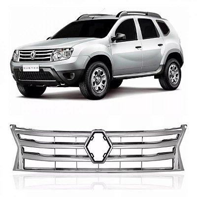 Grade do radiador duster renault de 2010 a 2015 externa cromada sem emblema