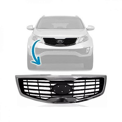 Grade do radiador sportage kia de 2011 a 2016 cinza cromada filetada versão lx