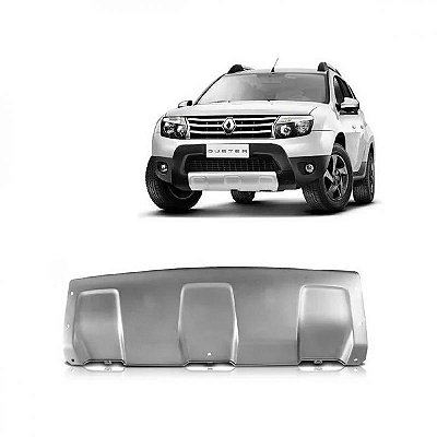 Acabamento para para choque duster renault de 2010 a 2015 dianteiro inferior cinza texturizado com furo para sensor