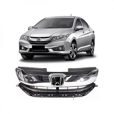 Grade do radiador city honda de 2014 a 2017 preta e cromada