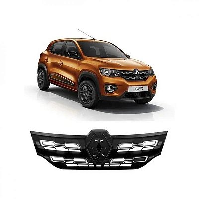 Grade do radiador kwid renault de 2017 a 2022 preta com friso cromado