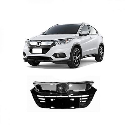 Grade do radiador hrv honda de 2019 a 2021 preto piano sem furo para sensor com friso cromado