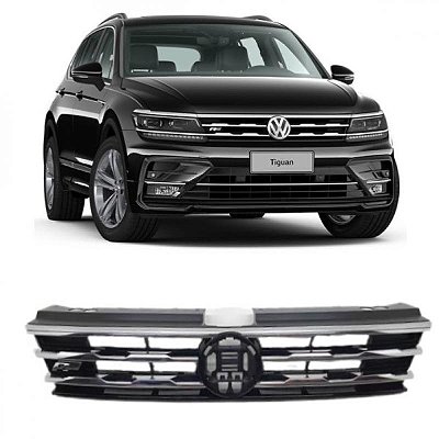 Grade do radiador tiguan volkswagen de 2018 a 2021 carcaça preta com friso cromado