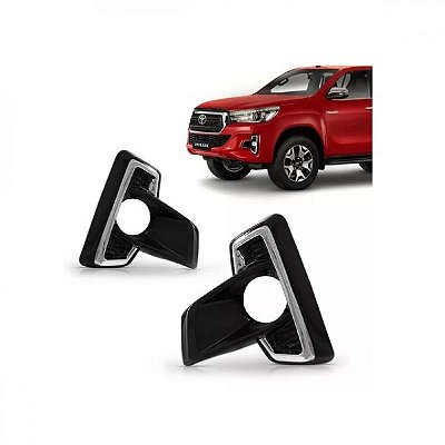 Grade do farol de milha hilux toyota de 2018 a 2020 lado direito preto brilhante com motor cromado picape
