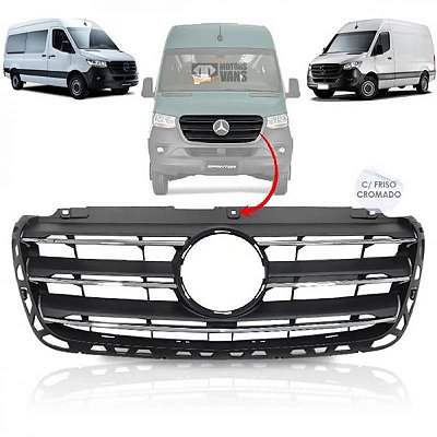 Grade do radiador sprinter mercedes benz de 2020 a 2025 com friso cromado