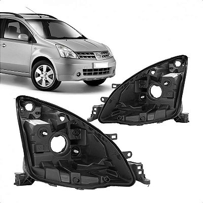 Carcaça de farol livina nissan de 2009 a 2014 lado esquerdo com regulador