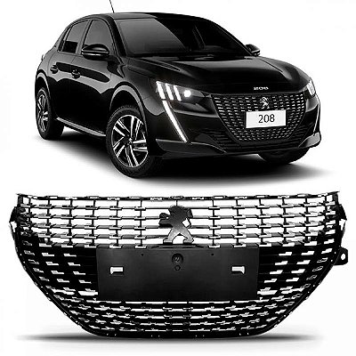 Grade do radiador 208 peugeot de 2020 a 2024 carcaça preta com pontos cromados