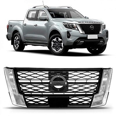 Grade do radiador frontier nissan de 2022 a 2025 com moldura cromada