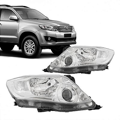 Farol hilux sw4 toyota de 2012 a 2015 lado esquerdo cromado manual