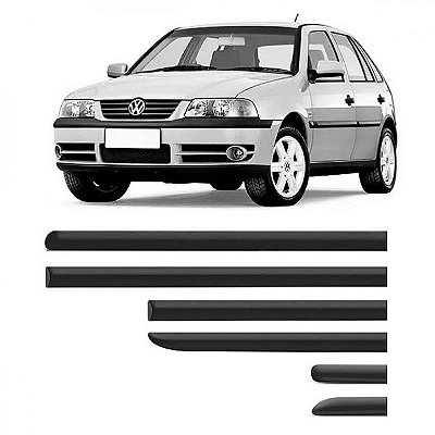 Friso gol volkswagen de 1999 a 2005 lateral preto geração três ponteira para choque quatro portas seis peças